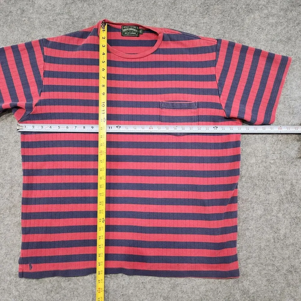 VTG Polo Country Ralph Lauren Mens XL 100% Cotton Stripe Knit T Shirt Sweater‎